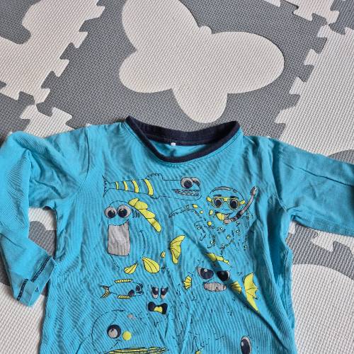 Name it Shirt Fische blau  Größe: 98, zu finden beim Stand 80 am Standort Flohkids Hamburg West