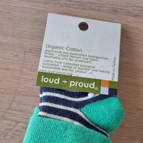 loudproud Bio-Frottesocken, Größe: 56, zu finden beim Stand 99 am Standort Flohkids Hamburg West